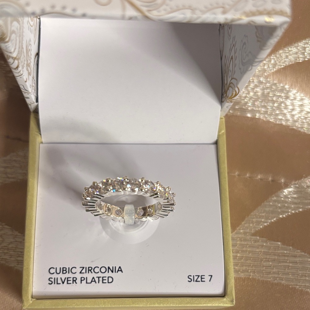 Charter Club Silver Plated Cubic Zirconia Ring- size 7